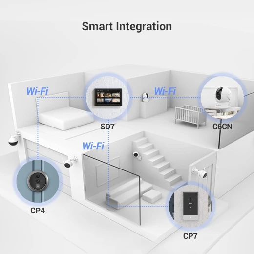 EZVIZ Wireless Monitor Touch Screen with Ringtone, Central Control Screen, Works with Up to 30 Cameras/Doorbells, Wire free 7-Inch Colour Touchable Display, Live View Playback, 2-Way Talk (SD7) - Ezviz - Image 11