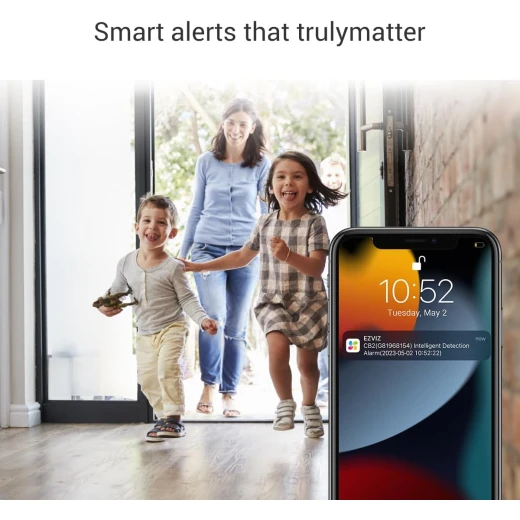 The EZVIZ CB2 Wi-Fi Smart Home Battery Camera offers wireless home security with 2K resolution, AI motion detection, two-way audio, color night vision, and flexible battery-powered placement - Ezviz - Image 3