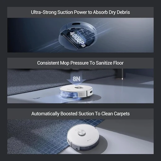The RE5 Robot Vacuum & Mop Combo offers 4000 Pa suction, large water tank, auto-empty base, and smart navigation for full-home efficient cleaning - Ezviz - Image 8
