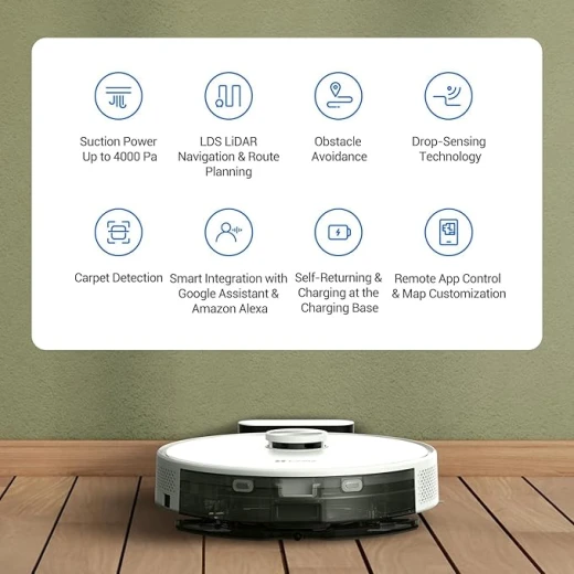 The RE5 Robot Vacuum & Mop Combo offers 4000 Pa suction, large water tank, auto-empty base, and smart navigation for full-home efficient cleaning - Ezviz - Image 10