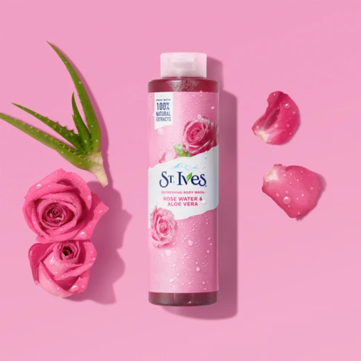 St Ives Rose and Aloe Vera Body Wash, Gentle Cleansing Formula, Infused with Real Rose and Aloe Extracts, 16 oz Bottle for Daily Use, Refreshing and Hydrating Skin - St. Ives - Image 2