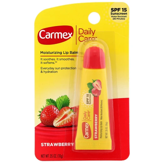 Carmex Daily Care Strawberry Lip Balm SPF 15, 10g, Moisturizing Sun Protection Carmex Daily Care Strawberry Lip Balm SPF 15, 10g, Moisturizing Sun Protection