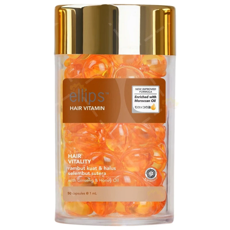 Ellips Hair Vitamin Oil with Moroccan Oil, Ginseng & Honey for Hair Vitality 50 Capsules