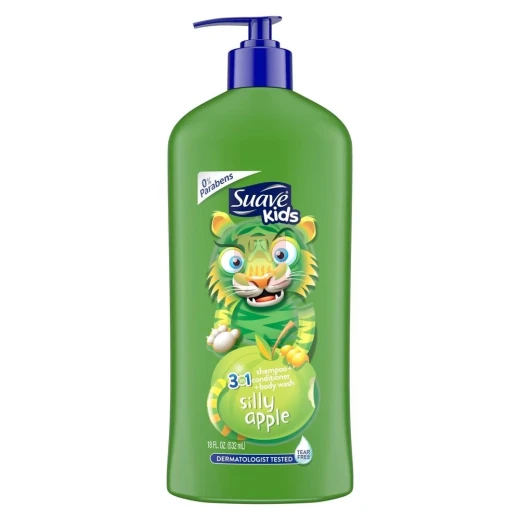 Suave Kids Silly Apple 3-in-1 Shampoo, Conditioner & Body Wash 18 fl oz