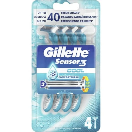 Gillette Sensor3 Cool Disposable Razor Blades 4 Count, Smooth Shave, Easy Rinse, For Men Gillette Sensor3 Cool Disposable Razor Blades 4 Count, Smooth Shave, Easy Rinse, For Men
