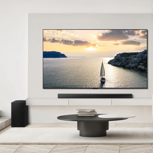 نظام صوت سامسونج HW B750F 5.1 قناة مع مضخم صوت لاسلكي أسود، تجربة صوت غامرة للمسرح المنزلي، اتصال بلوتوث، قوة 320 واط, تصميم أنيق - سامسونج - Image 5