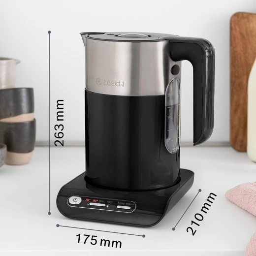 Bosch TWK8613P Styline electric kettle (2400 W, temperature selection, automatic switch-off, keep warm function, overheating protection, capacity 1.5 L) black - BOSCH - Image 4