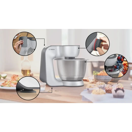 محضر طعام بوش MUM 5 بقوة 1000 واط فضي، وعاء 3.9 لتر، 7 إعدادات سرعة - بوش - Image 8
