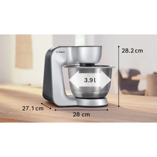 محضر طعام بوش MUM 5 بقوة 1000 واط فضي، وعاء 3.9 لتر، 7 إعدادات سرعة - بوش - Image 9
