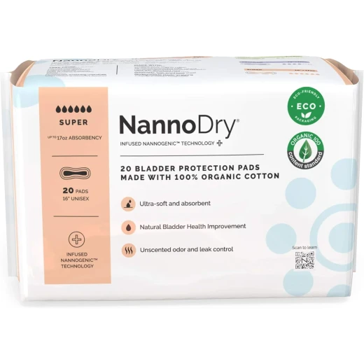NannoDry Organic Cotton Incontinence Pads - Extra Large 16" for Adults - Bladder Leakage Protection - Nannocare - Image 9