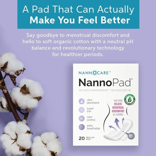 NannoPad Organic Cotton Pads with Wings - 20 Count Regular Feminine Hygiene - Nannocare - Image 7