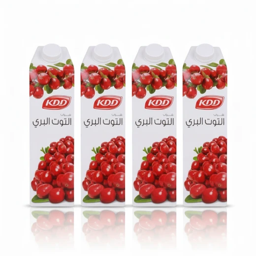 عصير التوت البري من كي دي دي، لتر واحد، مشروب فواكه منعش ولذيذ | نكهة التوت البري طبيعية 100٪ | مثالي لجميع الأعمار كرتون من 4 حبة