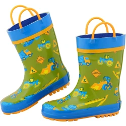 Stephen Joseph Construction Print Rain Boots, Size 10, Waterproof Kids Footwear