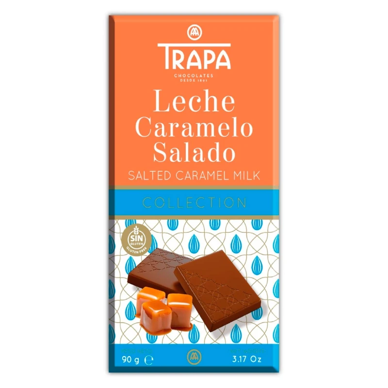 Trapa Caramel Milk Chocolate Bar 90g - Spanish Milk Chocolate Treat - Trapa