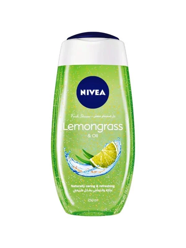 Nivea Refreshing Shower Gel with Oil and Lemongrass Extracts 250ml, Daily Cleansing and Hydration - Nivea