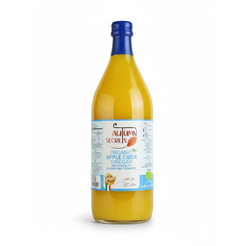 Autumn Secrets Organic apple cider vinegar with ginger and turmeric, 1 liter Made from 100% organic apple cider vinegar for natural wellness support - Autumn Secrets