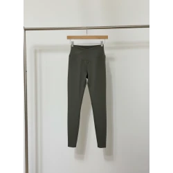 QUWA Women High-Waist Leggings, Medium Olive Green | Squat-Proof, Breathable, Anti-Odor, Soft & Comfortable