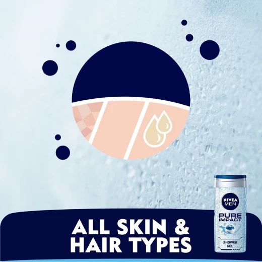 Nivea Men 3in1 Shower Gel Pure Impact Revitalizing Body Wash Fresh Scent For Men 250ml Invigorating Cleanser for Skin and Hair Daily Use Shower Experience - Nivea - Image 3