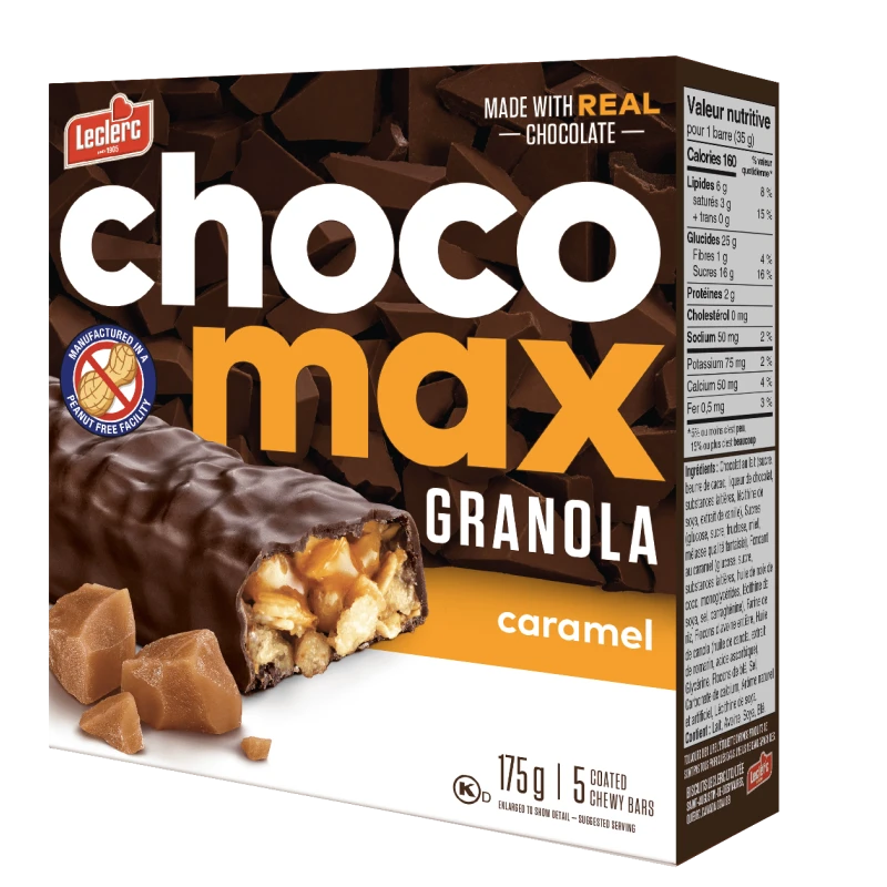 Leclerc Chocomax Granola Caramel Chewy Bars Peanut Free Family Pack 18 Count - Leclerc