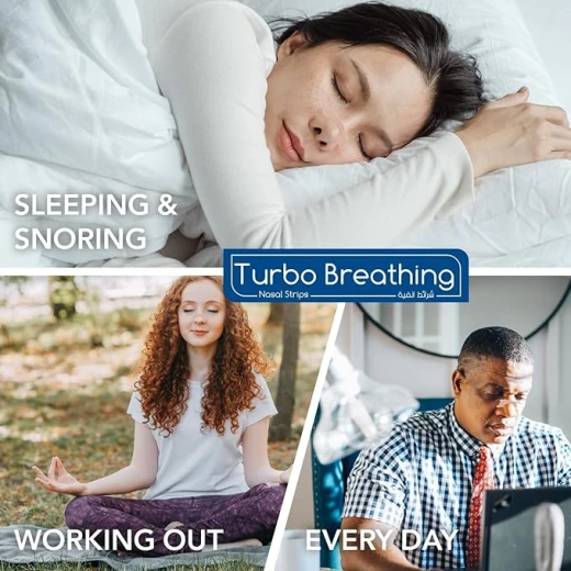 Turbo Breathing Nasal Strips, Medium Size, 30-Day Supply (30 pcs) | Anti-Snoring Relief,  Improve Breathing in Sleep & Sports, Instant Relief, Drug-Free & Chemical-Free, For Men & Women - Turbo Breathing - Image 4