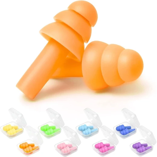 Seal & Calm Reusable Silicone Ear plugs Waterproof Noise Reduction Earplugs for Swimming, Study, Work, Travel, 6 pairs corded and uncorded, Green, Yellow, Pink, Yellow - Seal &amp; Calm - Image 8