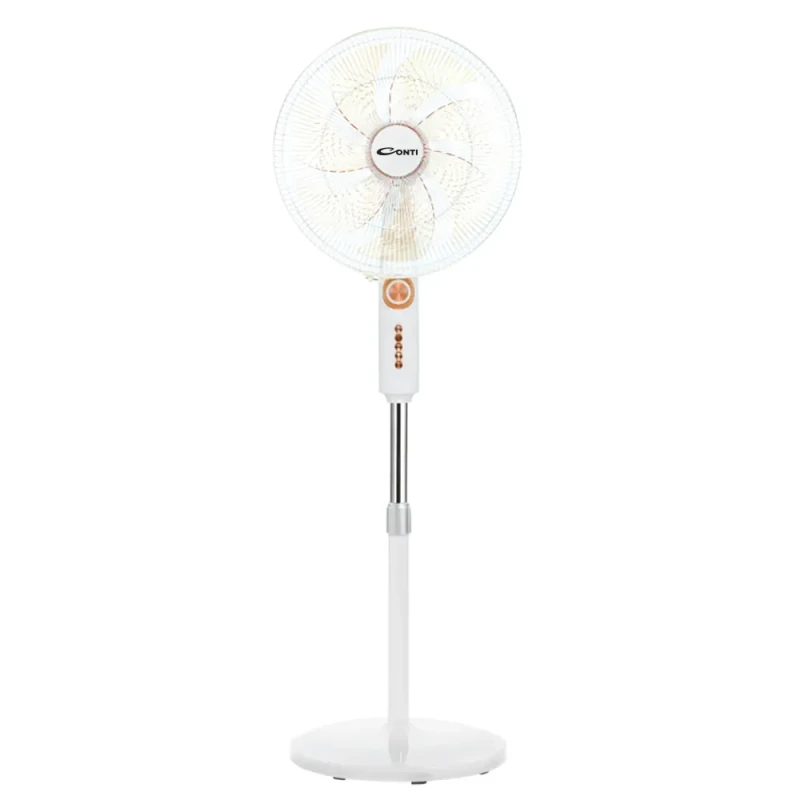 CONTI 18 Inch Stand Fan, 7 Blades, 4 Speeds, White, Quiet Operation, Home and Office Cooling - Conti