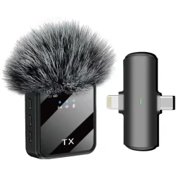Portable F15-2 Dual Mini Wireless Headset Microphone 3 in 1 with Noise Reduction and Tiny Collar Clip Noise Reduction Mini Mic for Recording, Vlogs, YouTube, Tiktok