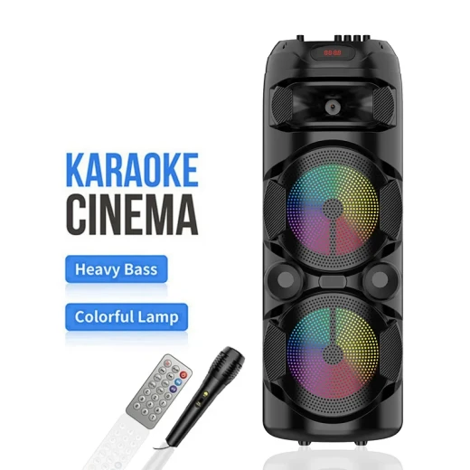 SING-E ZQS2801 Portable Karaoke Speaker with Dual 8" Drivers & RGB Lights – Powerful sound, vibrant lighting, and wireless entertainment for parties and events.