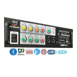 مضخم صوت جي إم HS-666USB، نظام صوتي، مدخل USB، لون أسود، 42 واط