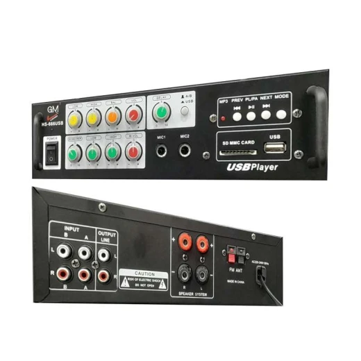 مضخم صوت جي إم HS-666USB، نظام صوتي، مدخل USB، لون أسود، 42 واط - Image 2