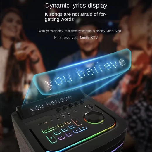 BTS-2270 Bluetooth Party Speaker – High-Power Portable Outdoor Speaker with RGB Lights & Dual Wireless Mics - Image 5