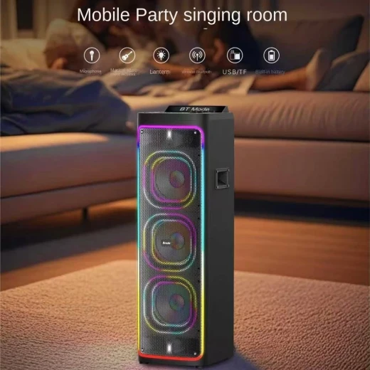 BTS-2270 Bluetooth Party Speaker – High-Power Portable Outdoor Speaker with RGB Lights & Dual Wireless Mics BTS-2270 Bluetooth Party Speaker – High-Power Portable Outdoor Speaker with RGB Lights & Dual Wireless Mics
