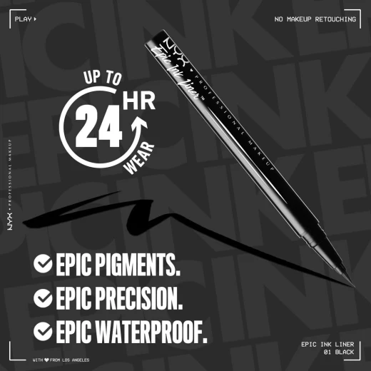 NYX Professional Makeup waterproof Epic Ink Liner - Black - Nyx professional makeup - Image 2