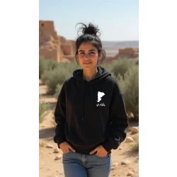 هودي أسود ،صغير، تصميم بلقاوي، إلهام ثقافي وفني، مريح، أنيق، مناسب للارتداء اليومي للجنسين من ديزاينلس