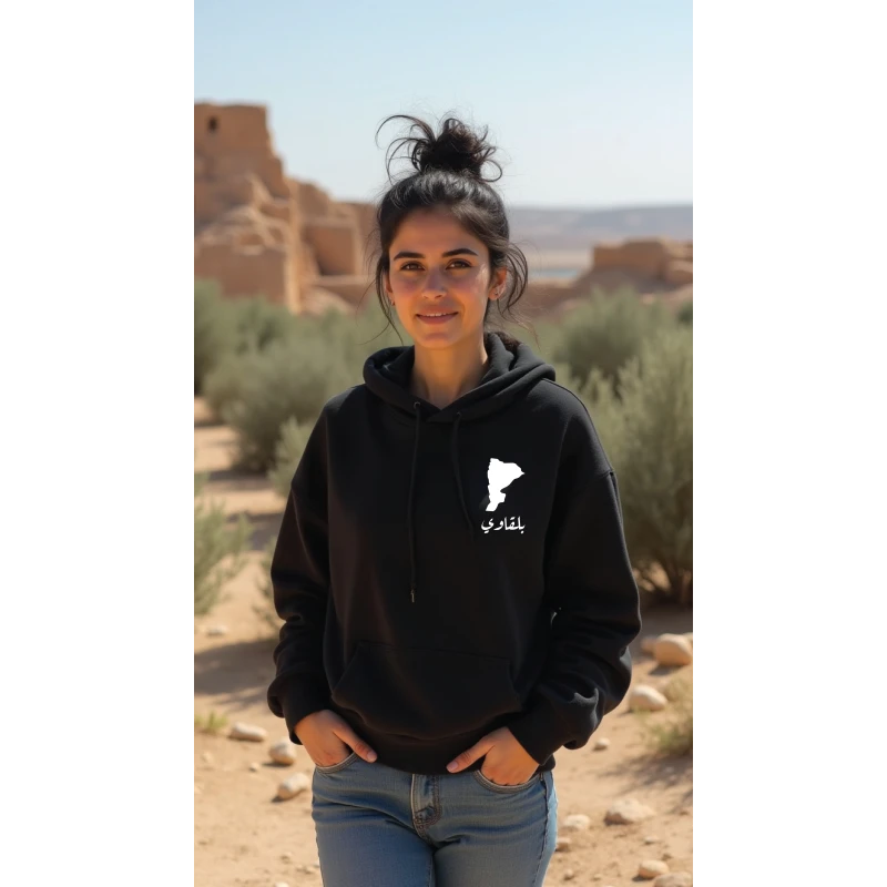 Designless Hoodie Small, Black Balqawi, Cultural & Artistic Inspiration, Comfortable, Stylish Everyday Wear Unisex - Designless
