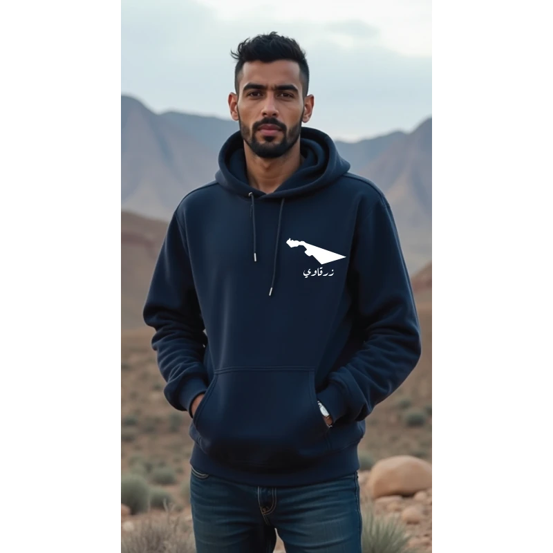 هودي كحلي، سمول، تصميم زرقاوي، إلهام ثقافي وفني، مريح، أنيق، مناسب للارتداء اليومي للجنسين من ديزاينلس - ديزاينليسس