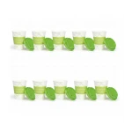 RZ Colored Green Paper Cups 12 oz, 10-Pack with Printed Designs & Matching Lid, Elegant Party & Gathering Cups - RZ Products