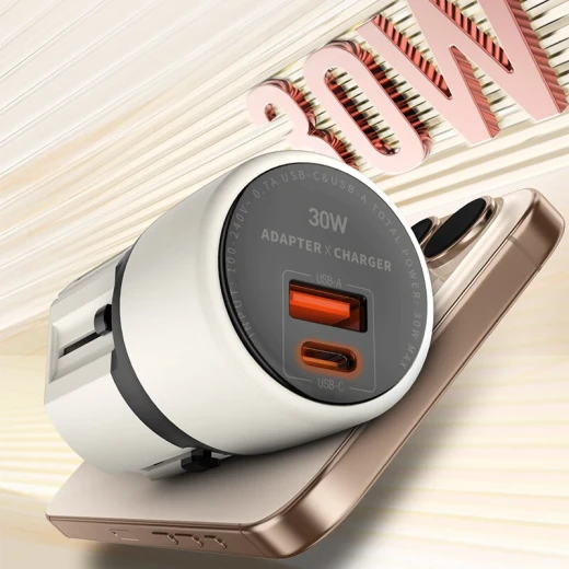 شاحن لدينيو Q2319 سريع USB-C بقوة 30 واط مع توصيل الطاقة، أبيض - إل دي إن آي أو - Image 4