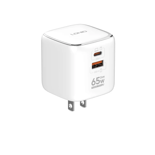 شاحن حائط LDNIO 65 واط بمنفذ USB-C، قابس قابل للطي، منفذ مزدوج، شحن سريع، أبيض Q2617 - إل دي إن آي أو - Image 6