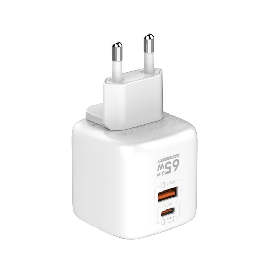 شاحن حائط LDNIO 65 واط بمنفذ USB-C، قابس قابل للطي، منفذ مزدوج، شحن سريع، أبيض Q2617 - إل دي إن آي أو - Image 3