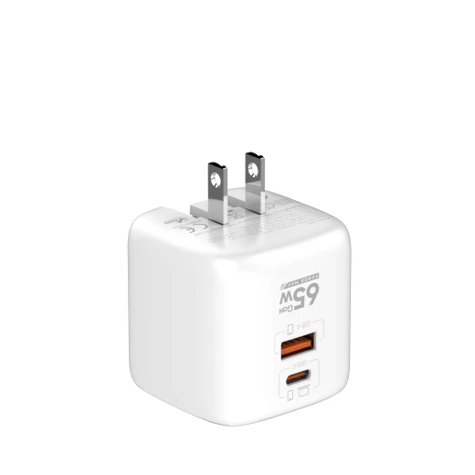 شاحن حائط LDNIO 65 واط بمنفذ USB-C، قابس قابل للطي، منفذ مزدوج، شحن سريع، أبيض Q2617 - إل دي إن آي أو - Image 5