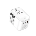 محول طاقة LDNIO Z8 GaN للسفر 45 واط، 3 منافذ USB، مقابس عالمية، شحن سريع - إل دي إن آي أو