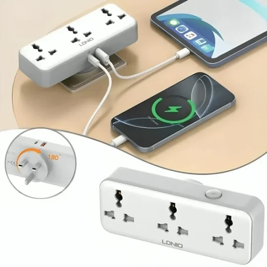 LDNIO SC3317 Portable Power Strip 3 AC Outlets 2 USB Ports 30W Fast Charging - LDNIO - Image 9