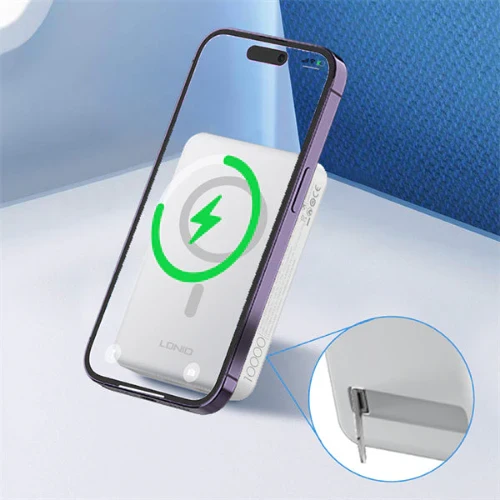 Ldnio PQ16 10000mAh Magnetic Wireless Power Bank with Invisible Stand, 22.5W Fast Charging, White - LDNIO - Image 10