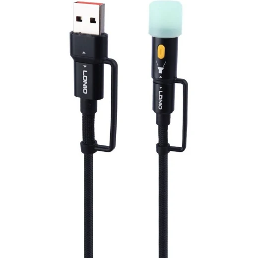 LDNIO LC17 4-in-1 Universal Charging Cable Type-C 65W USB-A 50W Black - LDNIO - Image 2