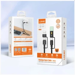 كابل شحن LDNIO LC17 عالمي 4 في 1 من النوع C 65 واط USB-A 50 واط أسود