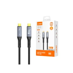 كابل شحن سريع LDNIO TC-11c USB-C إلى USB-C بقوة 240 واط، بطول 1 متر، أسود