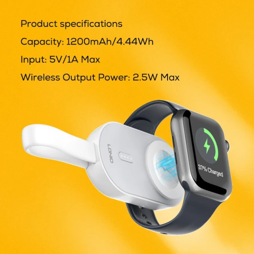 Ldnio AW005 Mini Power Bank 1200mAh Portable Wireless Charger for Smartwatch White - LDNIO - Image 4