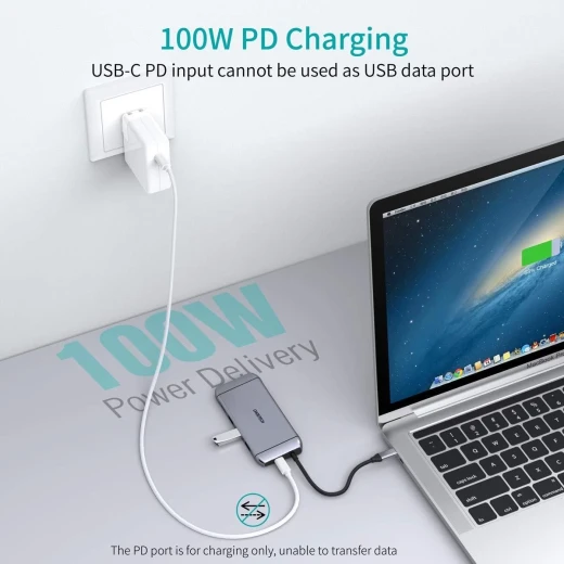 محول تشويتك 9 في 1 USB-C متعدد الوظائف، HDMI 4K، VGA، USB 3.0، قارئ بطاقات SD/TF، RJ45، رمادي - تشويتك - Image 3