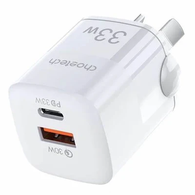 شاحن جداري تشويتك 33 واط بمنفذ USB-C، محول شحن سريع مزدوج، أبيض PD5006 - تشويتك - Image 4